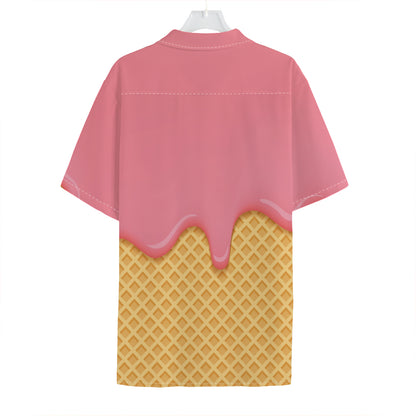 Pink Ice Cream Melted Print Hawaiian Shirt