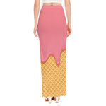 Pink Ice Cream Melted Print High Slit Maxi Skirt
