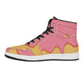 Pink Ice Cream Melted Print High Top Leather Sneakers