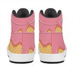 Pink Ice Cream Melted Print High Top Leather Sneakers