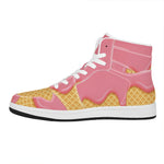 Pink Ice Cream Melted Print High Top Leather Sneakers