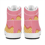Pink Ice Cream Melted Print High Top Leather Sneakers