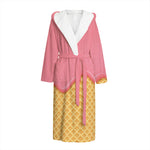 Pink Ice Cream Melted Print Hooded Bathrobe