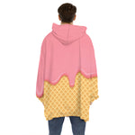 Pink Ice Cream Melted Print Hoodie Blanket