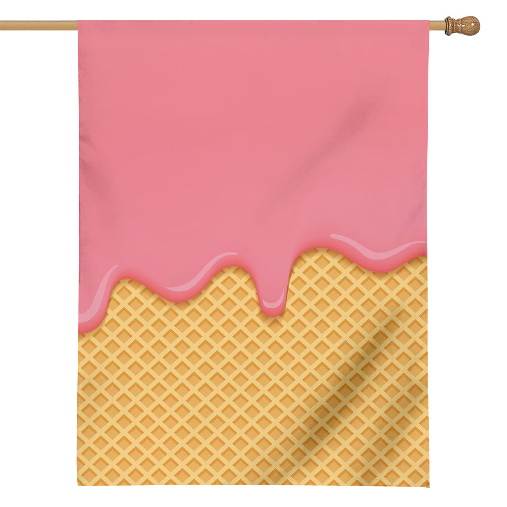 Pink Ice Cream Melted Print House Flag