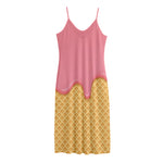 Pink Ice Cream Melted Print Jersey Midi Cami Dress