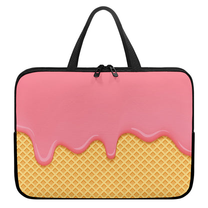 Pink Ice Cream Melted Print Laptop Sleeve With Handle