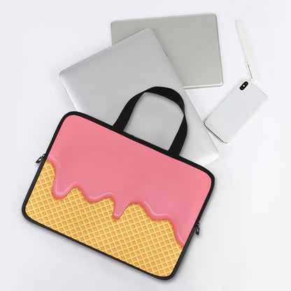 Pink Ice Cream Melted Print Laptop Sleeve With Handle