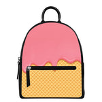 Pink Ice Cream Melted Print Leather Backpack