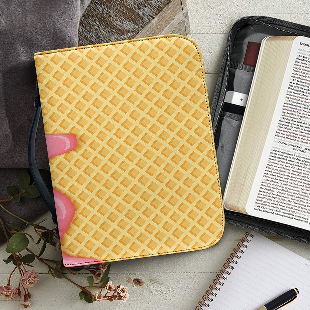 Pink Ice Cream Melted Print Leather Bible Cover