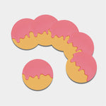 Pink Ice Cream Melted Print Leather Coaster Set
