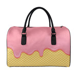 Pink Ice Cream Melted Print Leather Duffle Bag