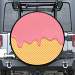 Pink Ice Cream Melted Print Leather Spare Tire Cover