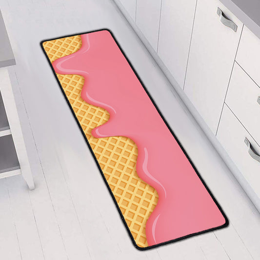 Pink Ice Cream Melted Print Long Kitchen Mat