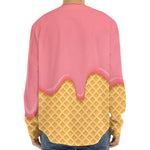 Pink Ice Cream Melted Print Long Sleeve Baseball Jersey