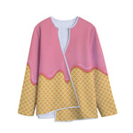 Pink Ice Cream Melted Print Long Sleeve Short Coat