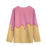 Pink Ice Cream Melted Print Long Sleeve Short Coat