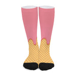 Pink Ice Cream Melted Print Long Socks