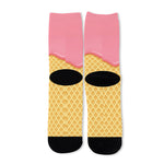 Pink Ice Cream Melted Print Long Socks