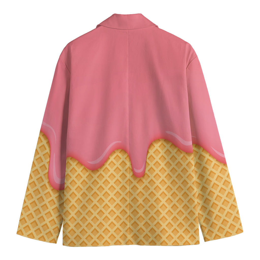 Pink Ice Cream Melted Print Men's Blazer