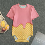 Pink Ice Cream Melted Print Men's Bodysuit