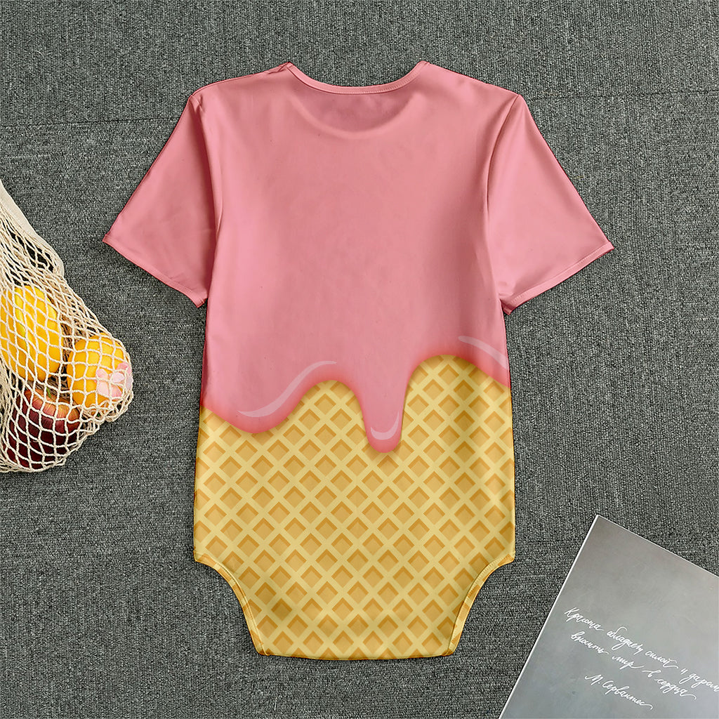 Pink Ice Cream Melted Print Men's Bodysuit