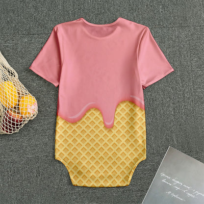 Pink Ice Cream Melted Print Men's Bodysuit