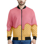 Pink Ice Cream Melted Print Men's Bomber Jacket