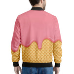 Pink Ice Cream Melted Print Men's Bomber Jacket