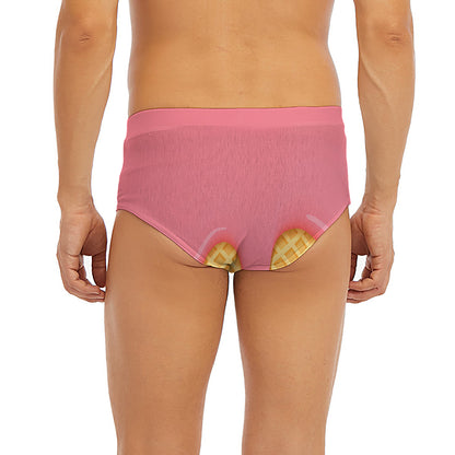 Pink Ice Cream Melted Print Men's Briefs