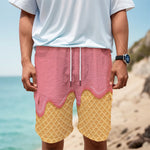 Pink Ice Cream Melted Print Men's Cargo Shorts