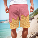 Pink Ice Cream Melted Print Men's Cargo Shorts