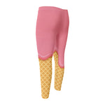 Pink Ice Cream Melted Print Men's Compression Pants