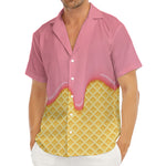 Pink Ice Cream Melted Print Men's Deep V-Neck Shirt