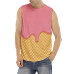 Pink Ice Cream Melted Print Men's Fitness Tank Top