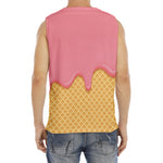 Pink Ice Cream Melted Print Men's Fitness Tank Top