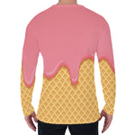 Pink Ice Cream Melted Print Men's Long Sleeve T-Shirt