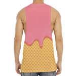 Pink Ice Cream Melted Print Men's Muscle Tank Top