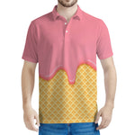 Pink Ice Cream Melted Print Men's Polo Shirt