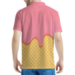 Pink Ice Cream Melted Print Men's Polo Shirt