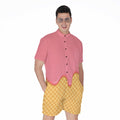 Pink Ice Cream Melted Print Men's Romper