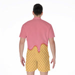 Pink Ice Cream Melted Print Men's Rompers