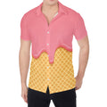 Pink Ice Cream Melted Print Men's Shirt