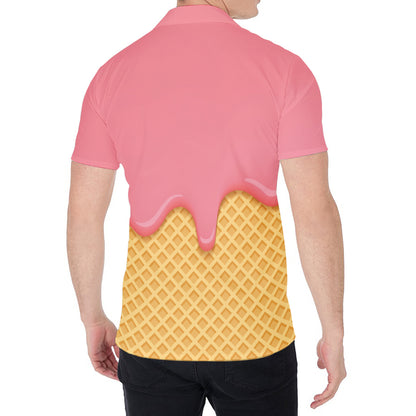Pink Ice Cream Melted Print Men's Shirt