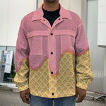 Pink Ice Cream Melted Print Men's Shirt Jacket