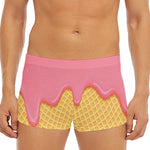 Pink Ice Cream Melted Print Men's Short Boxer Briefs