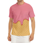 Pink Ice Cream Melted Print Men's Short Sleeve Rash Guard