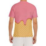 Pink Ice Cream Melted Print Men's Short Sleeve Rash Guard