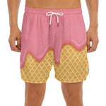 Pink Ice Cream Melted Print Men's Split Running Shorts