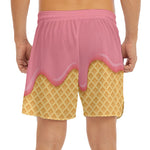 Pink Ice Cream Melted Print Men's Split Running Shorts